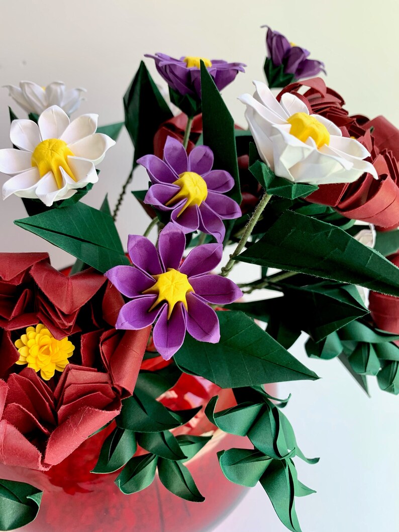 Paper Peonies & Daisies Origami Bouquet Paper Flower - Etsy