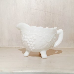 Vintage Westmoreland White Milk Glass Creamer / Grapevine Pattern