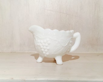 Vintage Westmoreland White Milk Glass Creamer / Grapevine Pattern