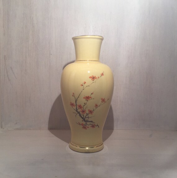 Vintage Mid Century Hyalyn 175 Vase Light Yellow W Orange Etsy