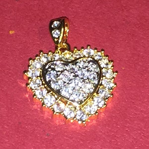 Vintage Gold Tone Crystal Pave Heart Pendant image 2