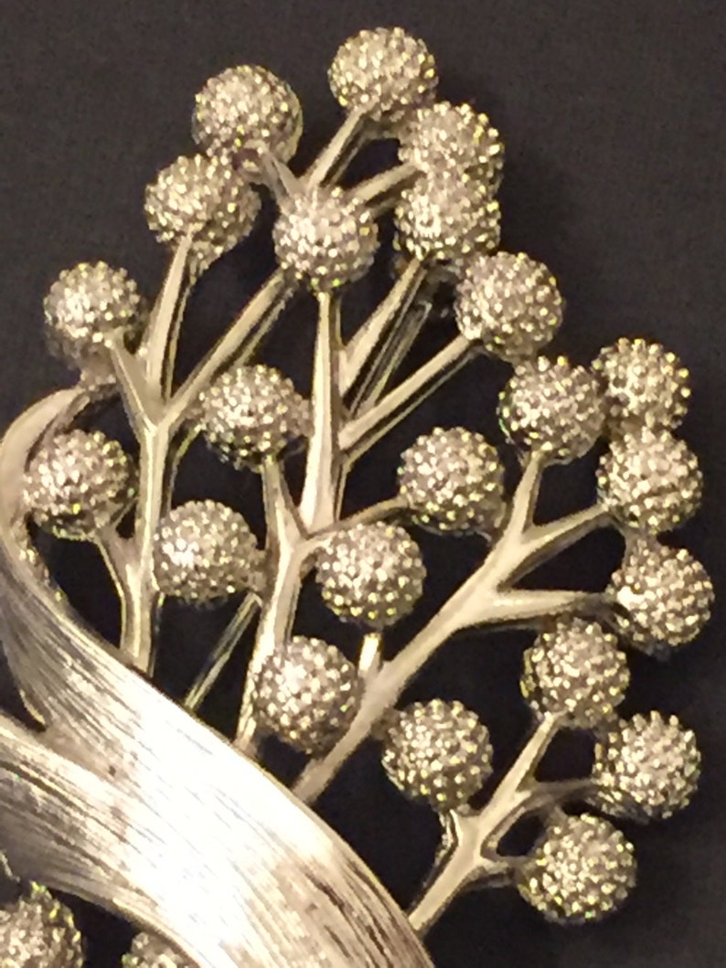 Vintage Silver Branch Ribbon Brooch