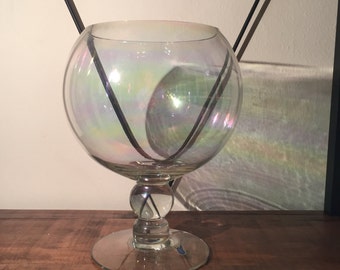 Vintage West Virginia Iridescent Luster Glass Pedestal Bowl