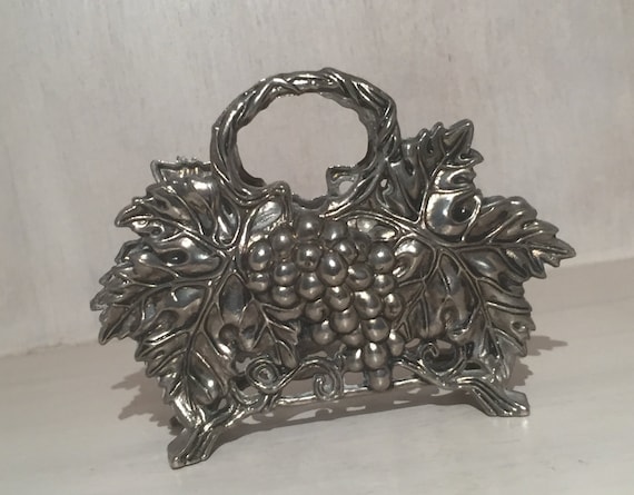 Godinger Silver Plate Grape Vine Pattern Napkin Holder