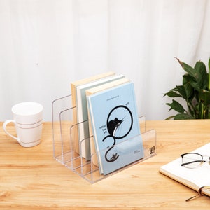 Desk Organizer Document Holder - Clear Acrylic - Files, Mail, Purses, Makeup, Books