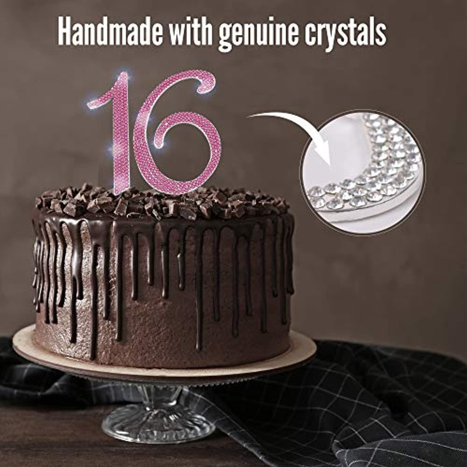 16 Rhinestone Pink Cake Topper Plata Metal Dulce Dieciséis Etsy