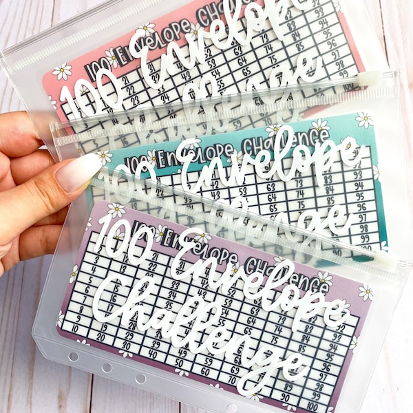 100 Envelope Challenge: Ombré Laminated Reusable Savings Tracker and Zipper Envelope