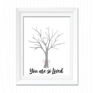 Thumbprint Tree Gender Reveal Party Shower Gift You are so Loved Printable Guestbook for Baby Shower Fingerprint Tree Guestbook Printable