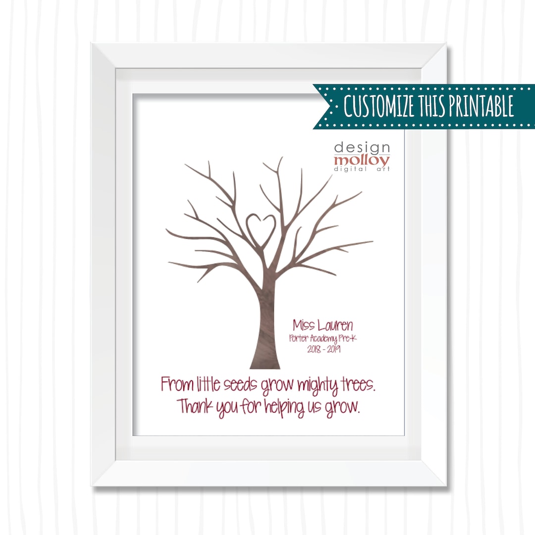 Customizable Student Fingerprint Tree Printable Thumbprints Tree ...
