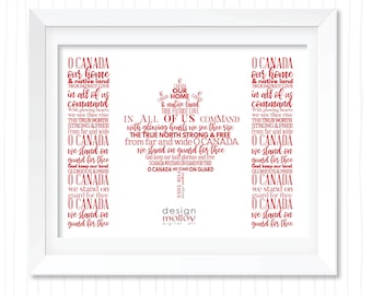 Bandera canadiense, bandera de Canadá, diseño de arte de la palabra de la bandera, tipografía, arte canadiense, decoración de la bandera, regalo del maestro, hoja de arce, O Canadá, regalo para canadiense