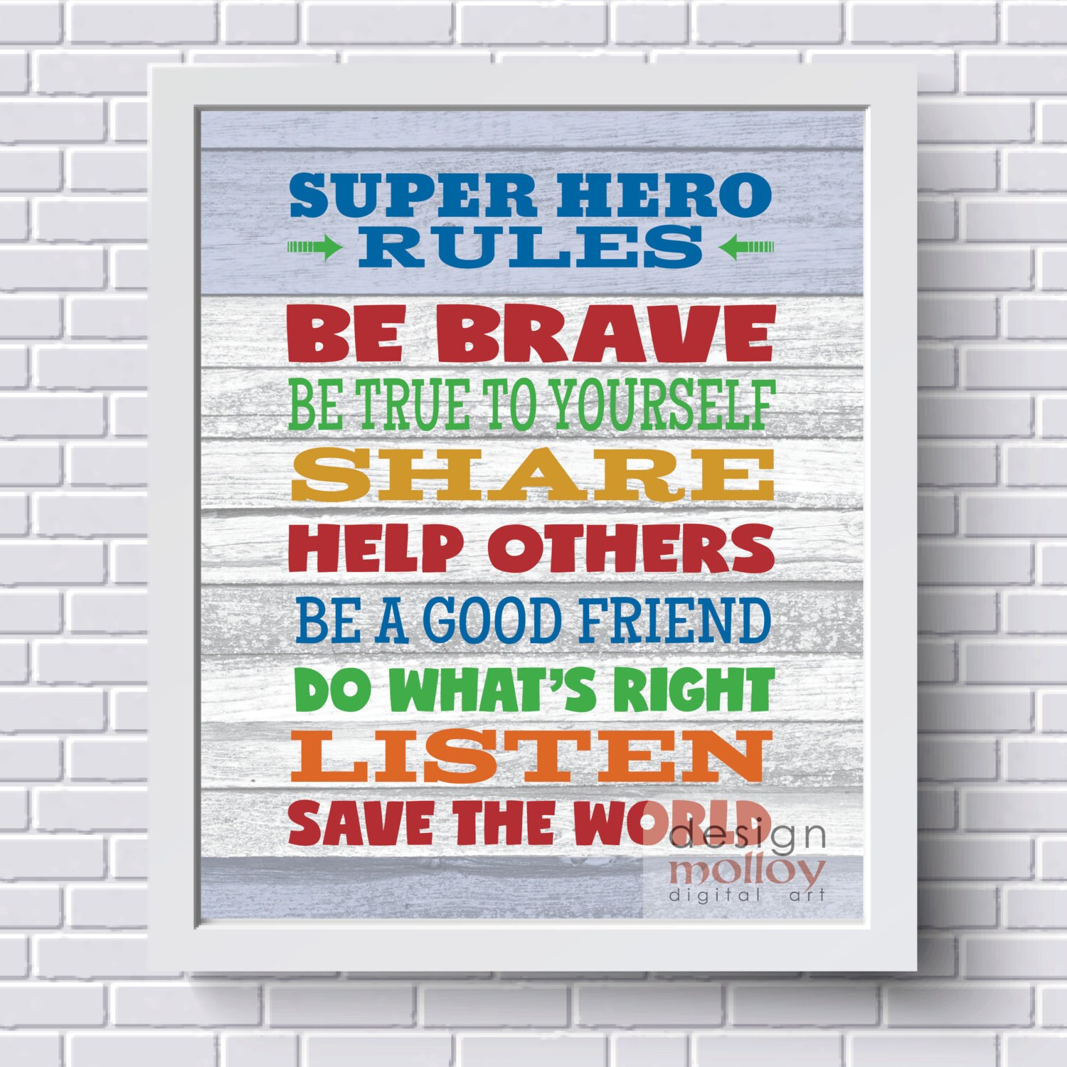 Superhero Rules Superhero Wall Art Instant Download Etsy