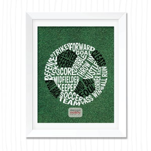 Soccer Party Soccer Ball Soccer printable Gift for Coach Soccer Birthday End of Season Team Gift Football Word Art design
