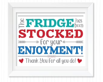 Thank You Sign Stocked Fridge Printable Staff Appreciation Refreshments Sign Teacher Thank You Parent Teacher Appreciation