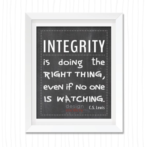Integrity Definition Chalkboard Printables 8x10 Doing The Etsy