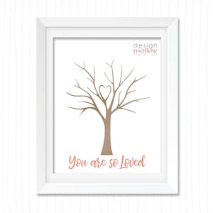 Thumbprint Tree Baby Shower Gift You are so Loved Printable Guestbook for Baby Shower Fingerprint Tree Guestbook Printable Nursery Decor