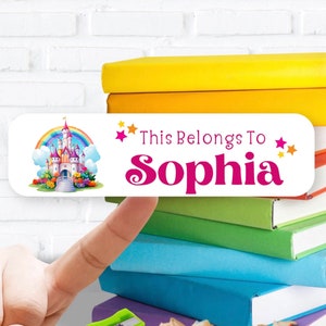 Personalized Princess Castle Name Labels – School & Daycare Supply Stickers – Custom Girl Name Stickers – Castle Back to School Labels