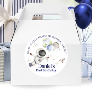 Astronaut Birthday Labels – Space Party Stickers – Rocket Favor Tags – Outer Space Printable – Galaxy Party Decorations