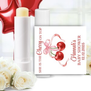 Cherry Baby Shower Stickers, She&#39;s The Cherry On Top, Cherries Baby Shower Labels, Cherry Baby Shower Favors Labels