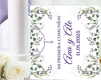 Baptism Favors Labels, Christening Favors Labels, First Communion Favors Labels, Calcomanía Bautizo