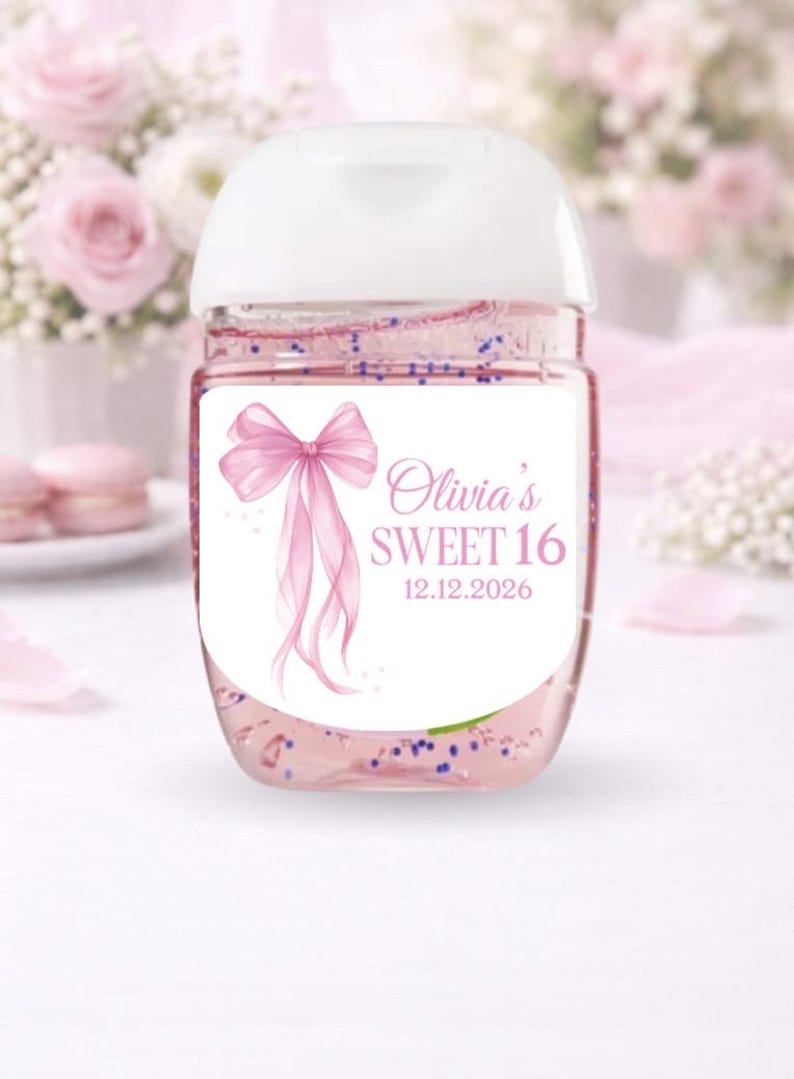 Quinceañera Birthday Labels, Quince Sanitizer Labels, Sweet 16 Labels