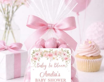 Baby In Bloom Baby Shower Labels, Baby In Bloom Baby Shower Favors Labels, Wild Flower Baby Shower Labels, Wild Flowers Favors Labels