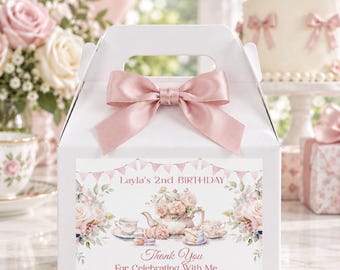 Tea Party Birthday Favors, Tea Party Birthday Boxes Labels, Tea Party Favors Boxes Labels, Tea Party Goodie Boxes, Tea Party Treats Labels