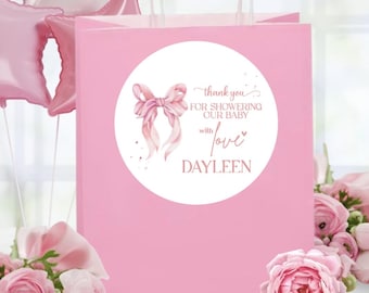 Pink Bow Baby Show Labels, Coquette Baby Show Labels, Pink Coquette Bow Favors Labels, Pink Bow Party Labels,
