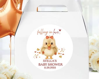Falling in Love Baby Shower Stickers • Turkey Baby Shower Labels • Autumn Baby Shower Favors • Fall Baby Shower Favors Stickers
