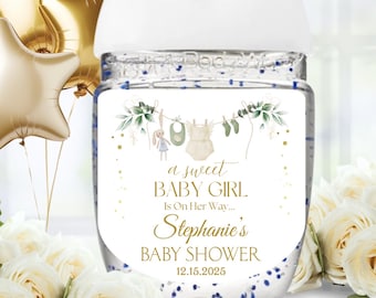 Baby Shower Favor Labels, Clothesline Theme, Personalized Stickers