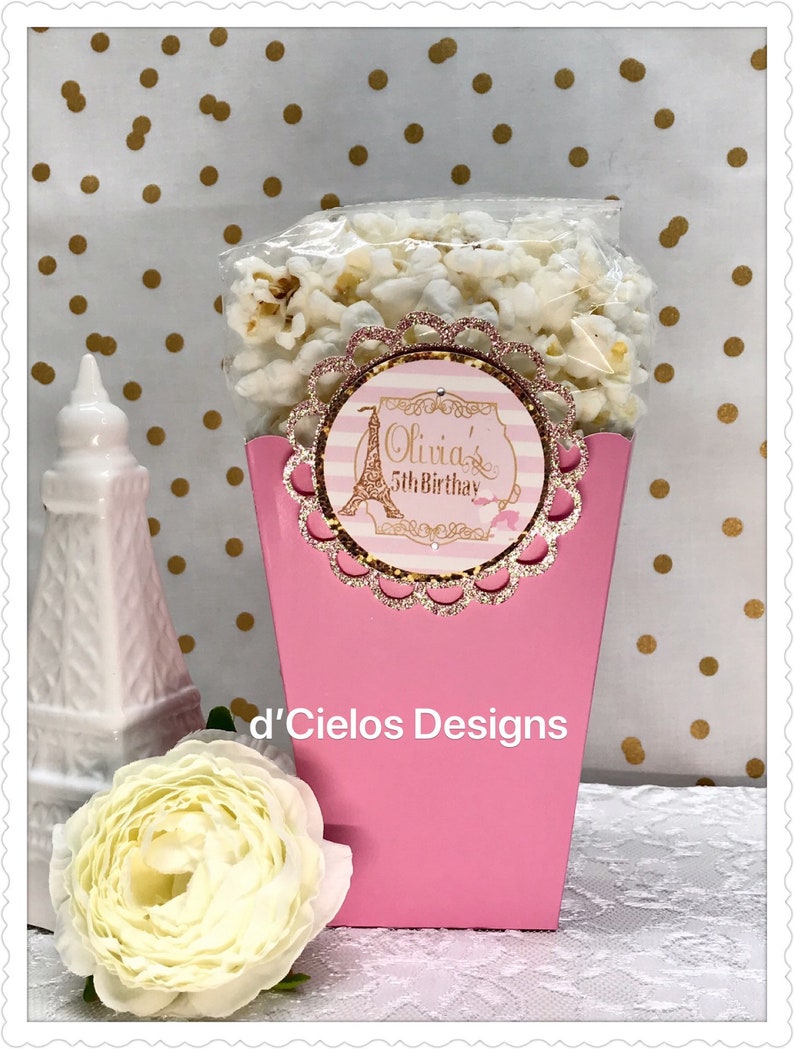 Parisian Popcorn Box Parisian Goodie Box Parisian Party Parisian Birthday Favors Parisian Birthday Favors, Parisian Treats Box