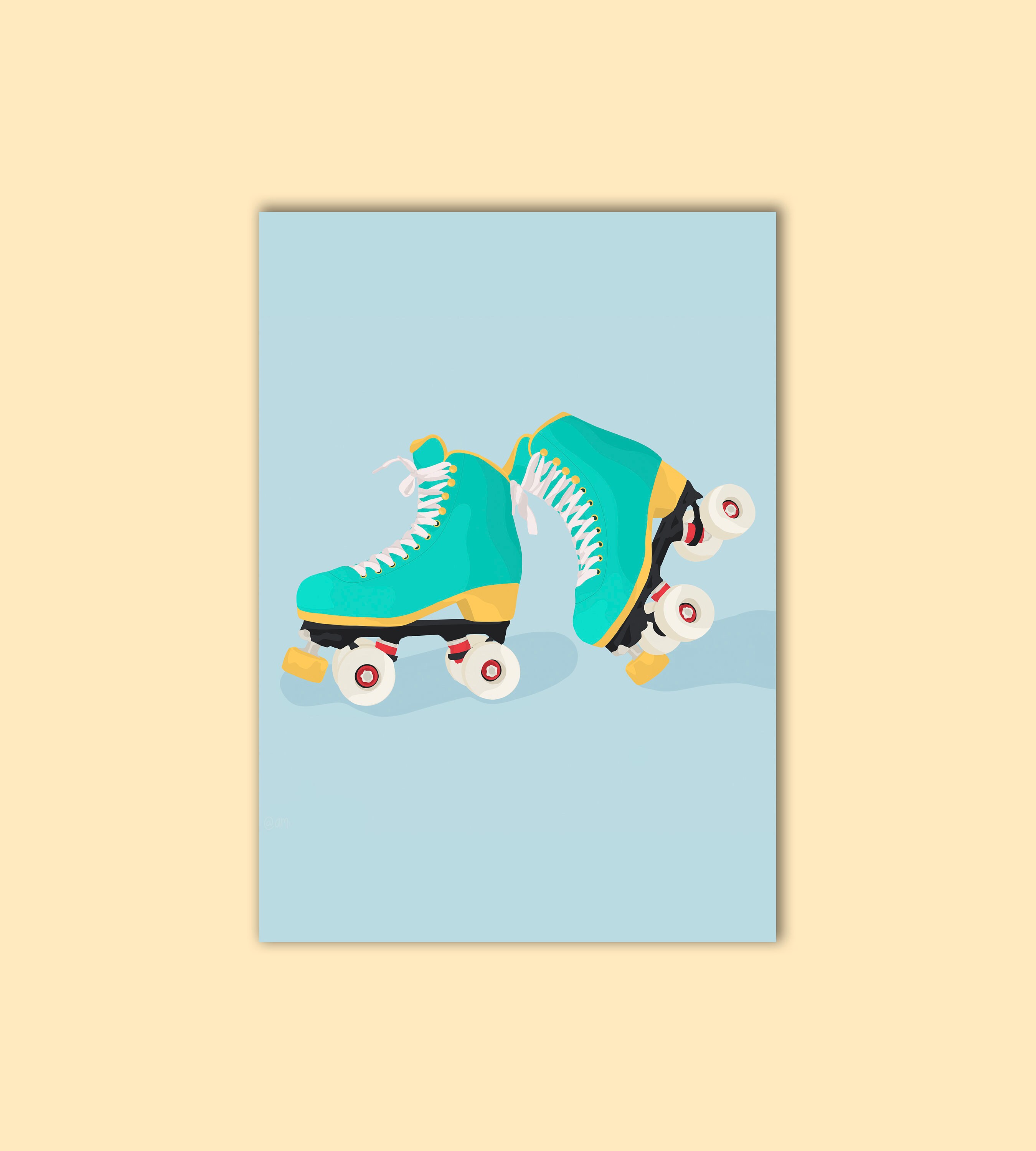 Vintage Rollerblades Art Print Wall Decor Desk Decor | Etsy