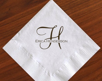 Initial Napkins | Custom Cocktail Napkin | Wedding Napkins | Personalized Beverage Napkins for wedding | Set of 50 | INITIAL NAPKINS | 8740E