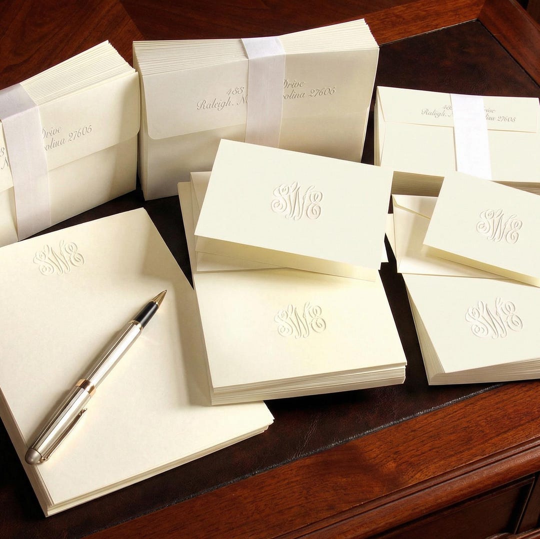 Embossed Notes 300 Piece Embossed Stationery Set | Personalized Stationary Set ...
