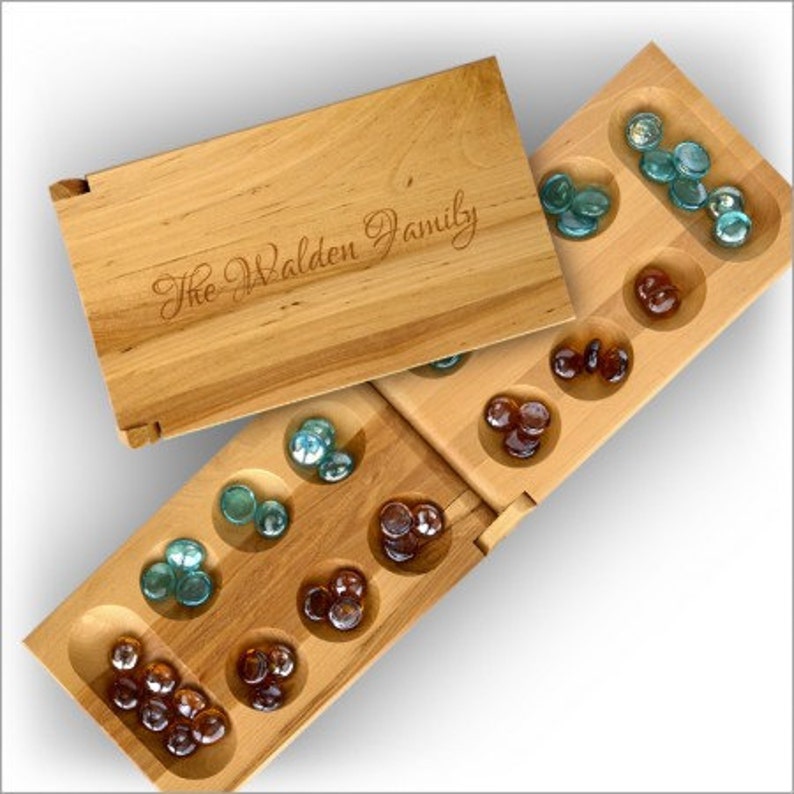 Personalized Mancala Set, Engraved Mancala Board, Game Set, Count and Capture Game, Marble Game, Personalized Gift, Etch Mancala Set3556 image 2