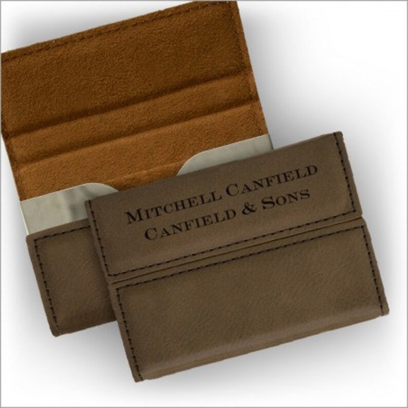 Personalized Leather Business Card Holder Leather Wrapped Etsy