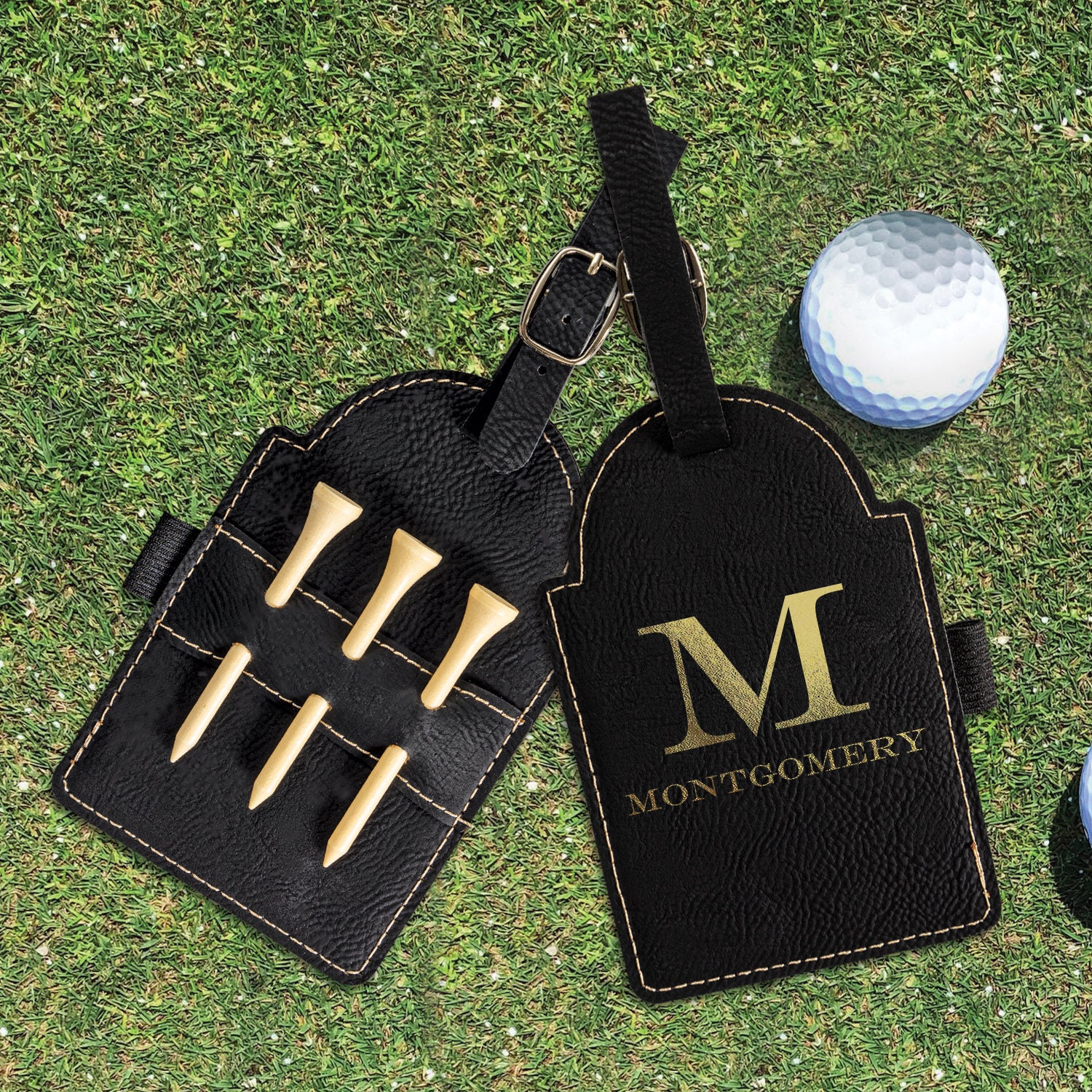 Golf Bag Tag / Gold Personalization / Black Bag Tag / 4453 Etsy