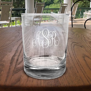 Personalized Rocks Glasses | Etched Bar Glasses | Custom Barware | Name or Monogram | Whiskey Glass | Set of 4 | ROCKS GLASSES | 3204