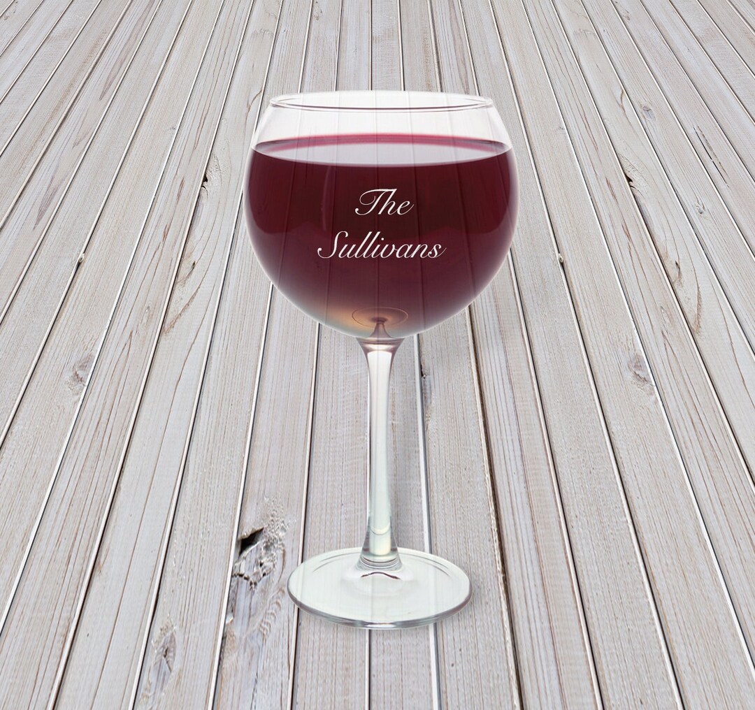 Personalized Red Wine Glasses Custom Wine Glasses Etched Glassware Monogram Bar Glasses Set of 4 ...