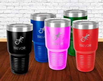 30oz Tumbler Mug, Personalized Travel Mug, Custom Water Bottle, Tumbler with Color Options, Personalized Gift, Optional Motif - 4046