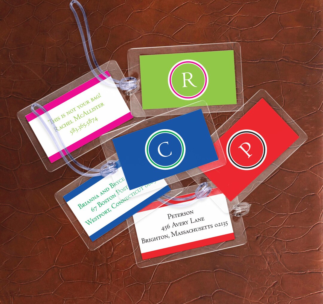 Set of 4 Bright Luggage Tags, Laminated Luggage Tags, Travel
