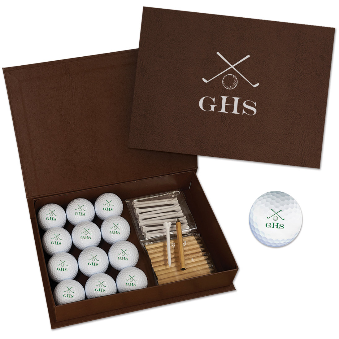 Personalized Golf Gift for Men Women - Custom Golf Set with Nice Balls and Luxury Wooden Box - Unique Gift Ideas for Golfer, Golf Lover, Golf Coach