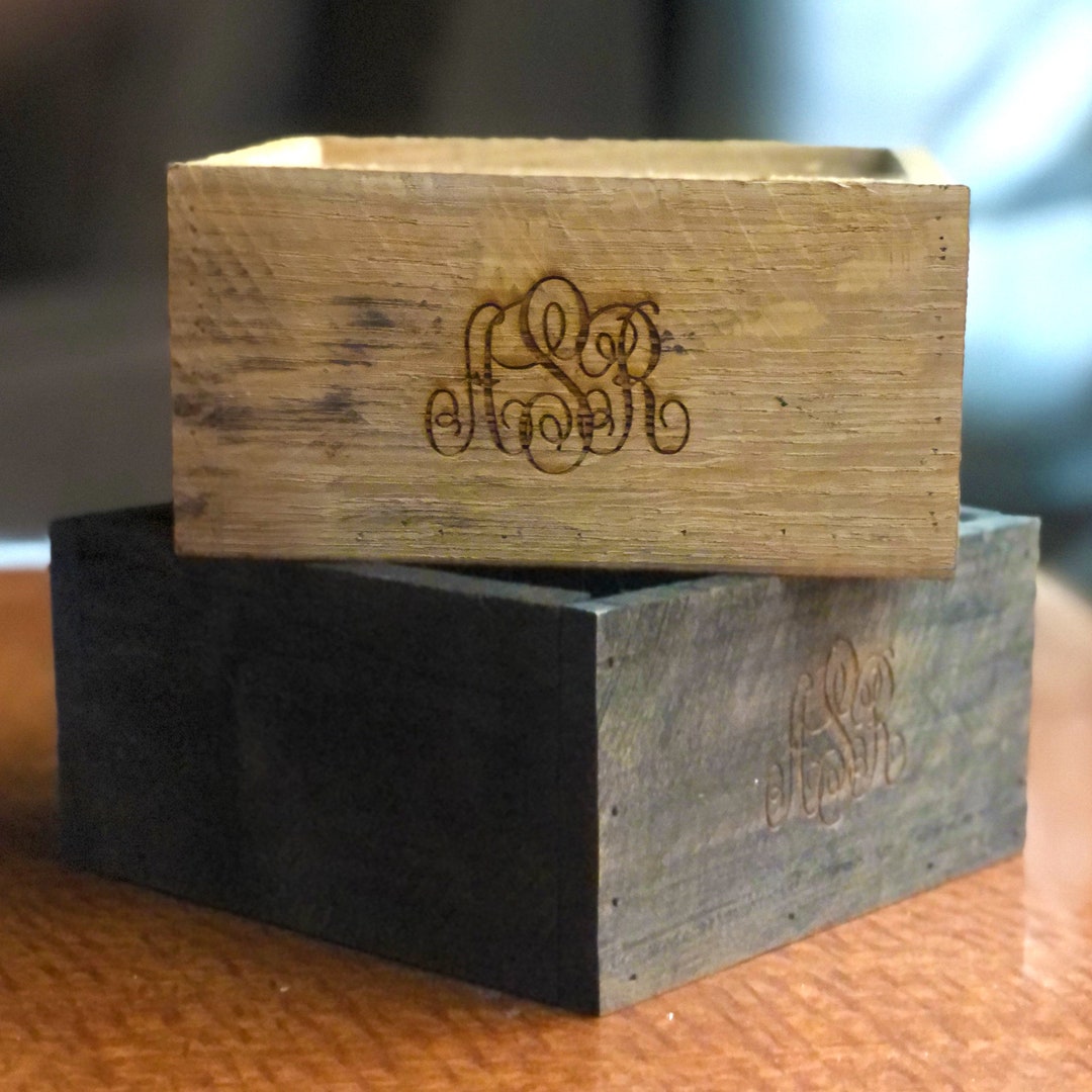 Monogram Wood Box Holder Personalized Barnwood Reclaimed Wood Natural