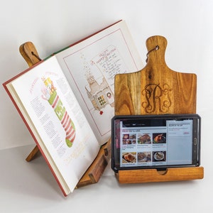 Rustic Farmhouse Wood Cookbook/tablet Stand, Personalized, Natural ...
