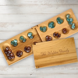 Personalized Mancala Set, Engraved Mancala Board, Game Set, Count and Capture Game, Marble Game, Personalized Gift, Etch  |Mancala Set|3556