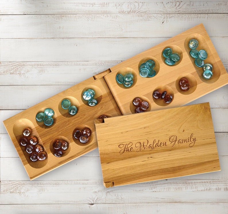 Personalized Mancala Set, Engraved Mancala Board, Game Set, Count and Capture Game, Marble Game, Personalized Gift, Etch Mancala Set3556 image 1