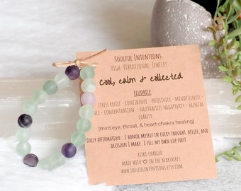 Cool, Calm & Collected Rainbow Fluorite Reiki-charged matte bracelet