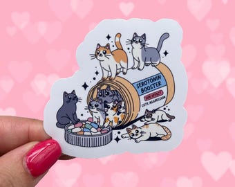 Serotonin Booster Cat Sticker: Waterproof Vinyl Decal