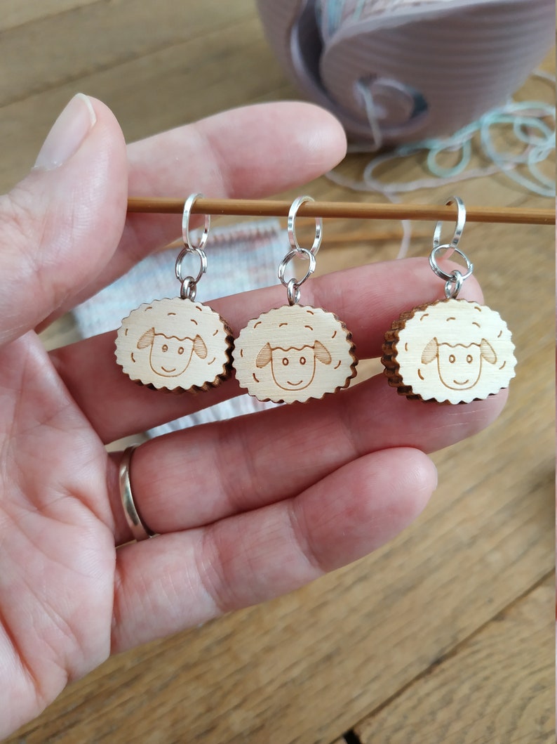 wood sheep stitch marker knitting notions Stitch marker for knitting