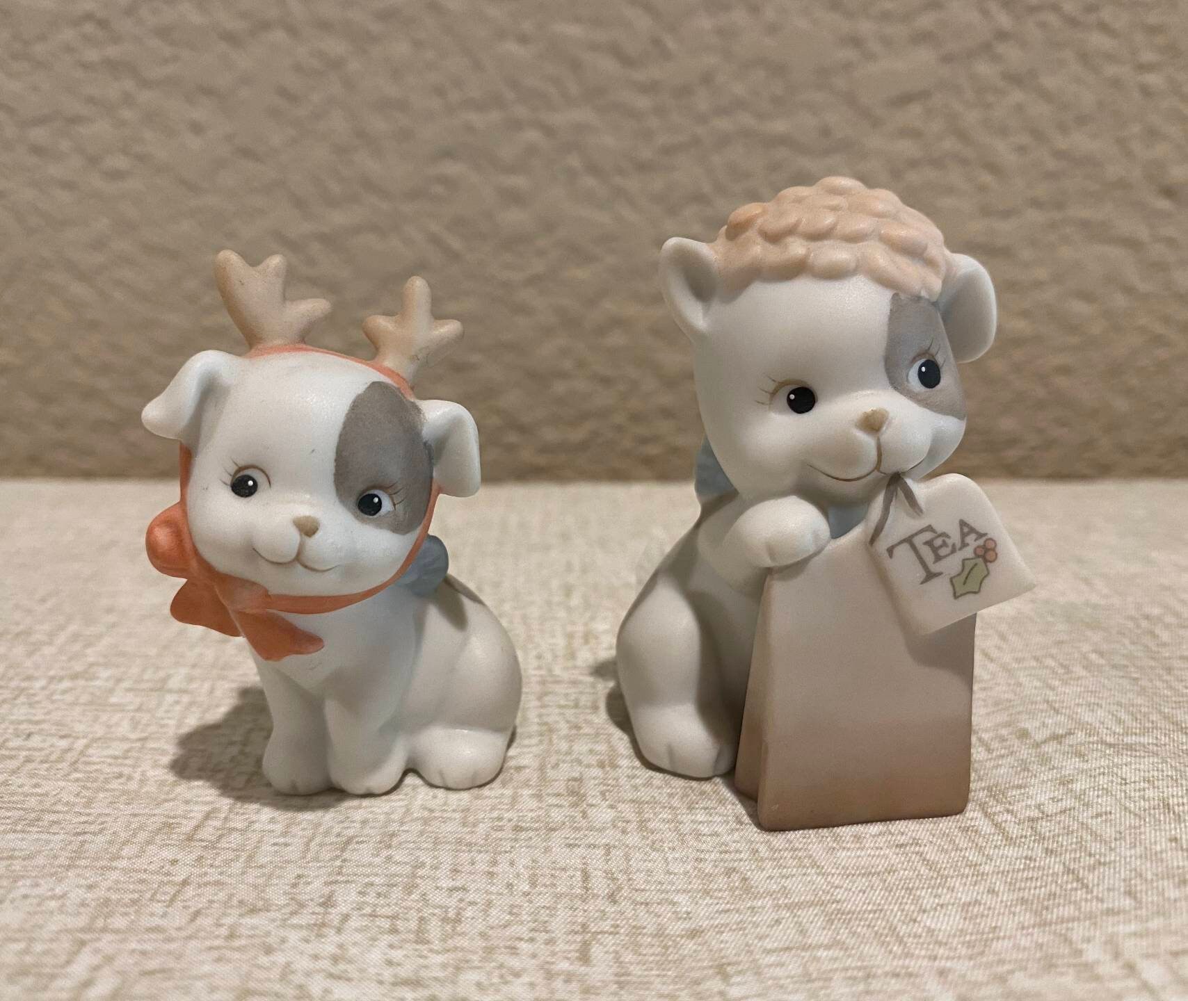 Rare Set of Two 1993 1994 Jesco Kewpie Doodle Dog With Tea Bag Figurine and Antlers Etsy
