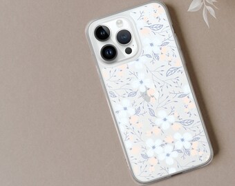 パステルフラワーのiPhoneケース、花柄のスマホカバー